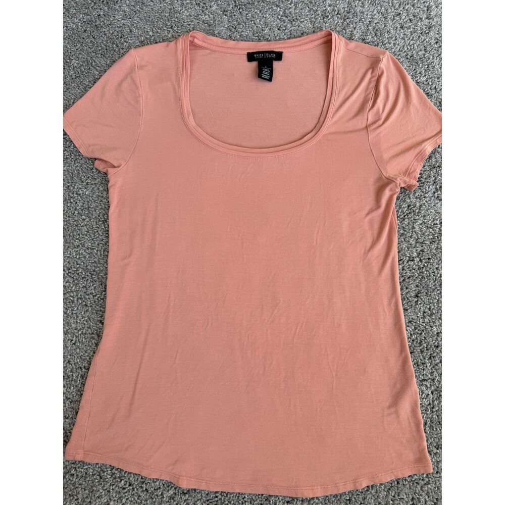 White House Black Market Peach Scoop Neck Short Sleeve T-Shirt Size S